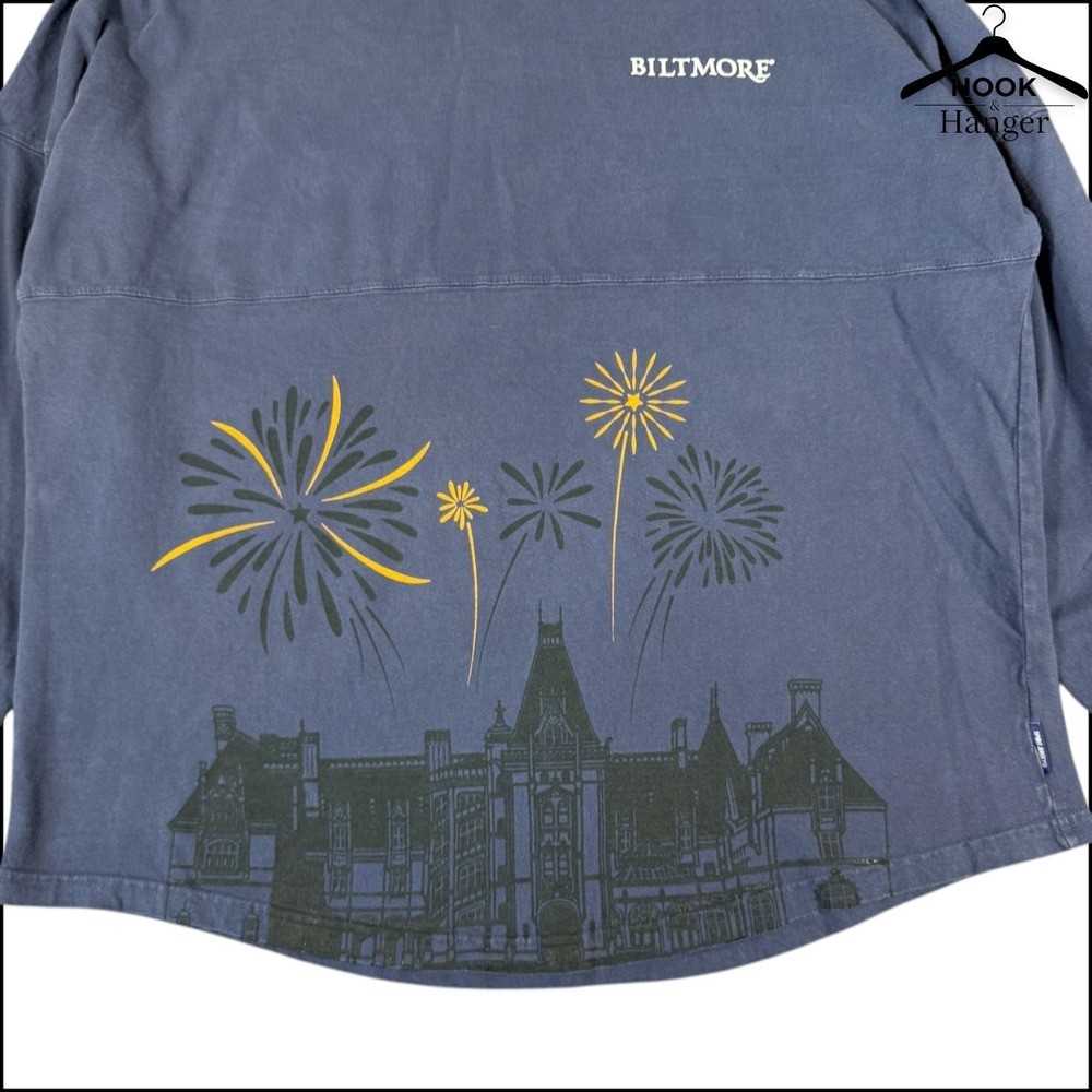 Spirit Jersey Biltmore Estate Shirt XL Blue Fireworks Long Sleeve Souvenir Tee - Picture 3 of 10